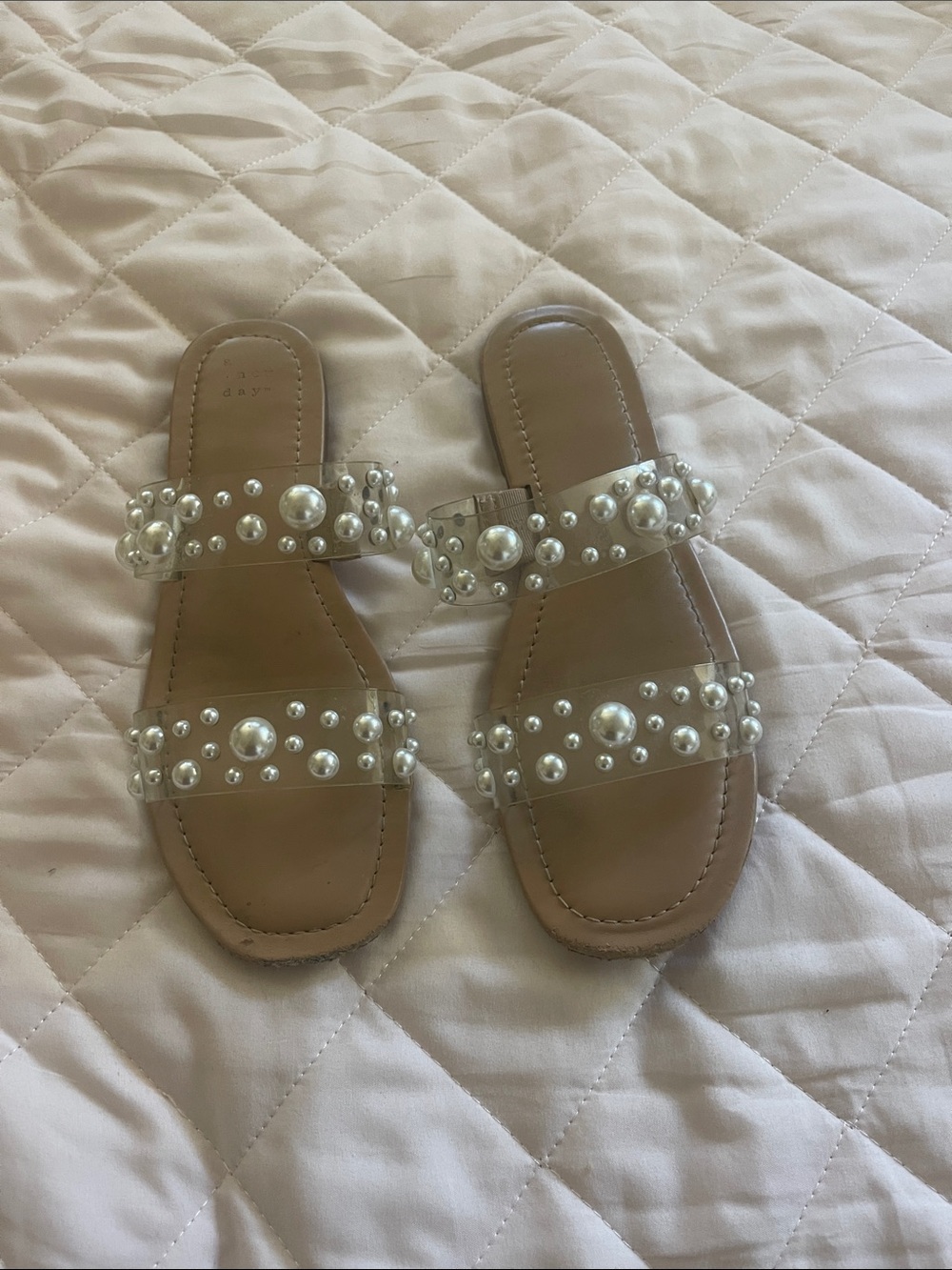 A New Day clear pearl studded sandals - Size 9.5